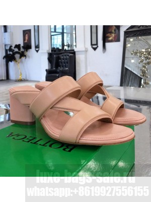 Bottega Veneta Band Calfskin Heel 5cm Sandals Pink  2021 Collection 07