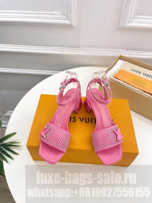 Louis Vuitton Shake Heel 5.5cm in Perforated Calf Leather Sandals Pink