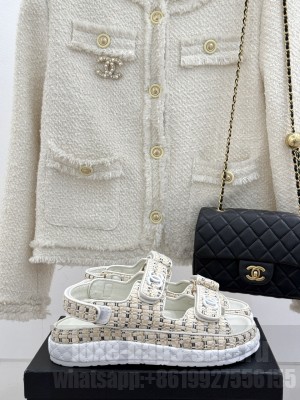 Chanel Velcro Beach Sandals Beige 2025