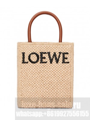 Loewe Standard A5 Tote Bag In Raffia Coffee