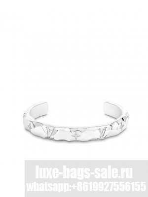 Louis Vuitton Monogram Carved Cuff M00332 Silver