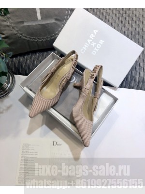 DIOR x CHIARA FERRAGNI  HEEL 6.5CM J'ADIOR SLINGBACK PUMPS TECHNICAL FABRIC PINK 02