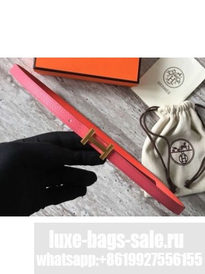 Hermes Width 1.3cm Reversible Leather Constance H Buckle Belt Pink/Gold
