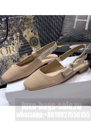 Dior x Moi Slingback Ballerinas Flats in Nude Ribbon Embroidered Cotton Spring/Summer 2021 Collection