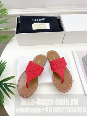 CELINE TRIOMPHE FLAT THONG IN CALFSKIN RED
