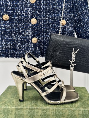 GUCCI Horsebit Slim Heel Sandals In Gold