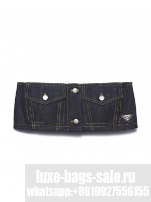 Prada Women's Crop Top In Selvedge Denim Black