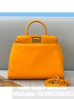 Fendi Peekaboo Iconic Mini Bag in Orange Lambskin  2021 Collection