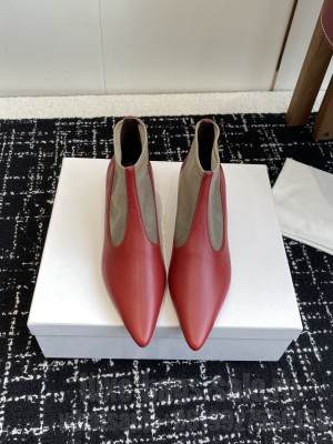 The Row Mesh and leather 35mm Heel Ankle boots Red