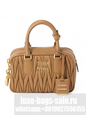 Miu Miu Arcadie Leather Handbag 5BB123 Coffee