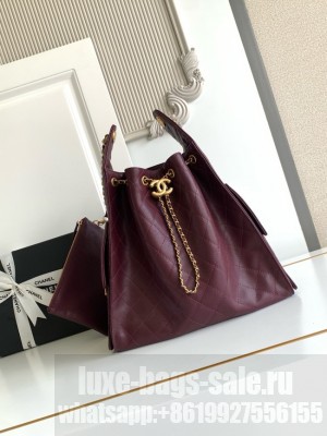 CHANEL 25 Medium Handbag AS5311 burgundy