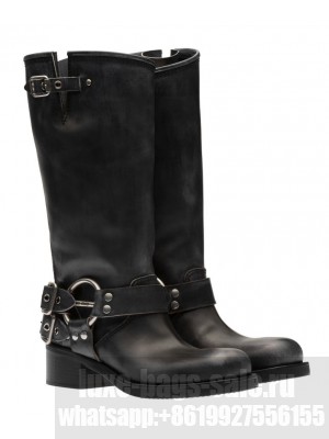 Miumiu Women's Leather Biker Boots Black