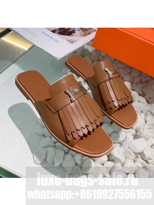 Hermes Calfskin Auteuil Sandal Brown 2020 Collection