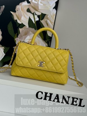 Chanel FLAP BAG WITH TOP HANDLE A92990 yellow