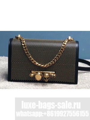 Alexander Mcqueen Jewelled Satchel Bag Black/Gold Studs