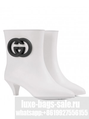 Gucci Women's Interlocking g Ankle Boot 724458 White