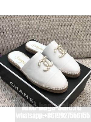 Chanel Chain CC Lambskin Espadrilles Mules White Spring/Summer 2021 Collection
