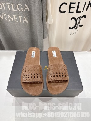 Alaïa IN VIENNE SUEDE SLIDES BROWN