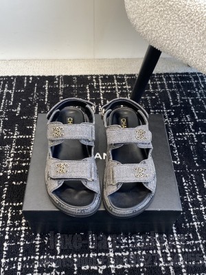 Chanel Velcro Dad  Sandals Denim Gray 2025