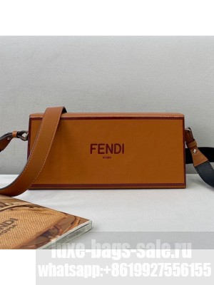 Fendi Wood and Leather Horizontal Box Mini Bag Brown  2021 Collection