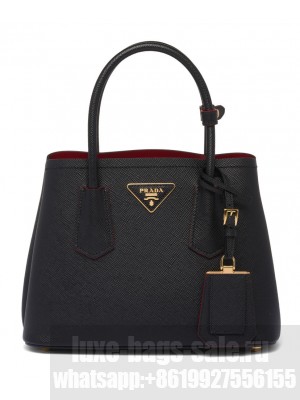 Prada Double Saffiano Leather Mini Bag Black
