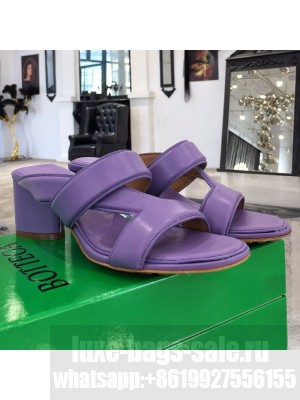 Bottega Veneta Band Calfskin Heel 5cm Sandals Purple  2021 Collection 01 