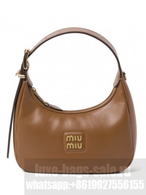Miumiu Leather Hobo Bag 5BC161 Coffee