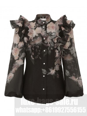 Zimmermann Women's Crush Frill Sleeve Blouse Black