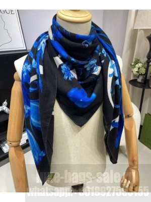 Gucci Women's Floral Gucci Print Scarf Blue