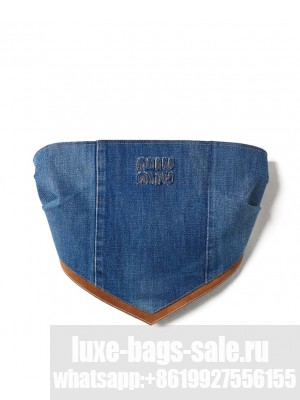 Miumiu Women's Navy Denim Hanky Hem Top Blue