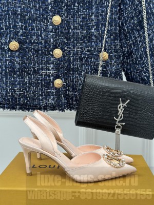 Louis Vuitton LV Initials accessory Satin Slingbacks Sandals Nude