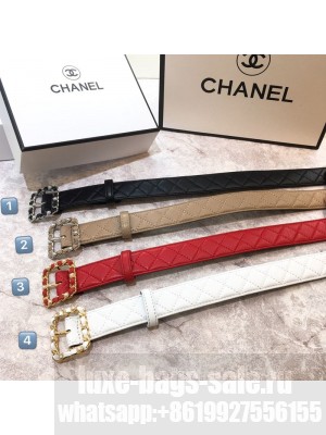 Chanel Quilted Lambskin Belt 30mm with Pearl Chain Framed Buckle 2019 Collection