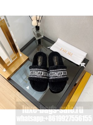 Christian Dior DIOR CHEZ MOI SLIDE Cotton Embroidery and Shearling 04