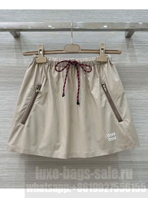 Miumiu Women's Technical Fabric Mini Skirt Apricot