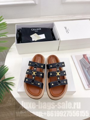 CELINE SLIDES TIPPI IN CALFSKIN - VEGETAL TANNINGBLACK