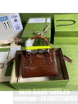 Gucci Diana mini tote bag crocodile 655661 brown