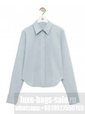 Loewe Women's Pleated Shirt In Cotton Blue