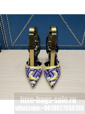 Fendace printed silk high-heeled slingbacks Purple 2022 Collection