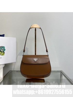 Prada Cleo brushed leather shoulder bag with flap 1BD311 brown