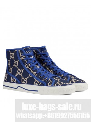 Gucci Men's Tennis 1977 High-Top Sneaker 771463 Dark Blue