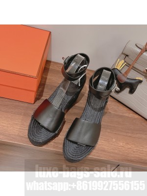 HERMES HEEL 8.5CM PLATFORM 5CM TIPOLI WEDGE ESPADRILLES 05