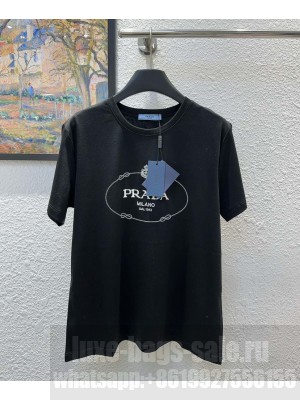 Prada Women's Printed Short-sleeved T-shirt Black