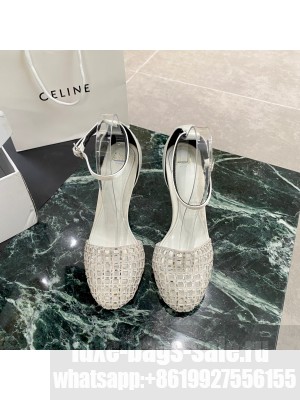 Alevi Milano 10.5cm Satin sandal completely covered with baguette crystals white
