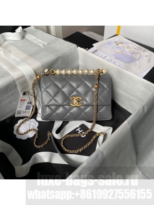 Chanel MINI FLAP BAG WITH TOP HANDLE AS5001 gray