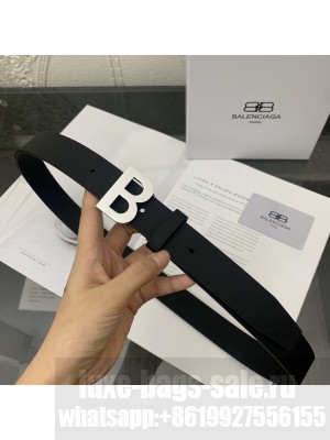 Balenciaga Width 3.0cm HOURGLASS THIN BELT IN BLACK SILVER