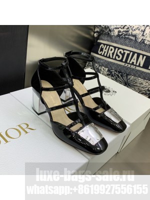 DIOR HEEL 6.5CM PATENT CALFSKIN LA PARISIENNE BALLERINA FLATS BLACK 2022 COLLECTION