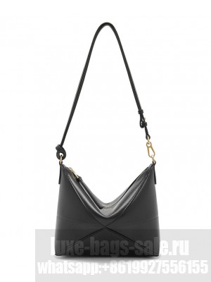 Loewe Bright Nappa Cow Leather Puzzle Fold Handbag Black