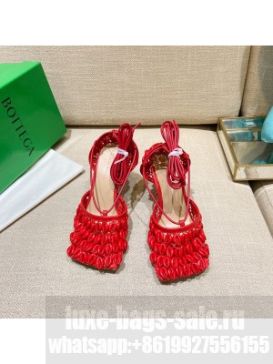 Bottega Veneta Mesh and Lambskin Stretch Sandals Spring/Summer 2022 Collection,Red