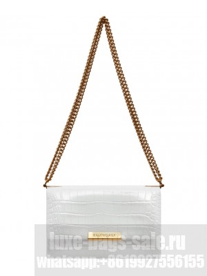 Balenciaga Triplet Small Bag Crocodile Embossed White