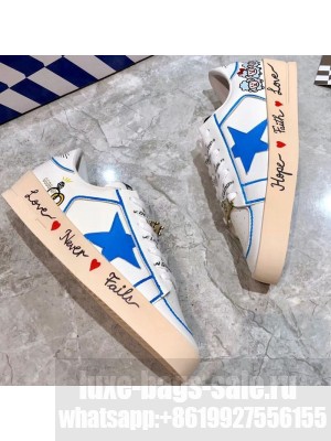 Golden Goose Graffiti White Calfskin Sneaker Blue Spring/Summer 2021 Collection 31